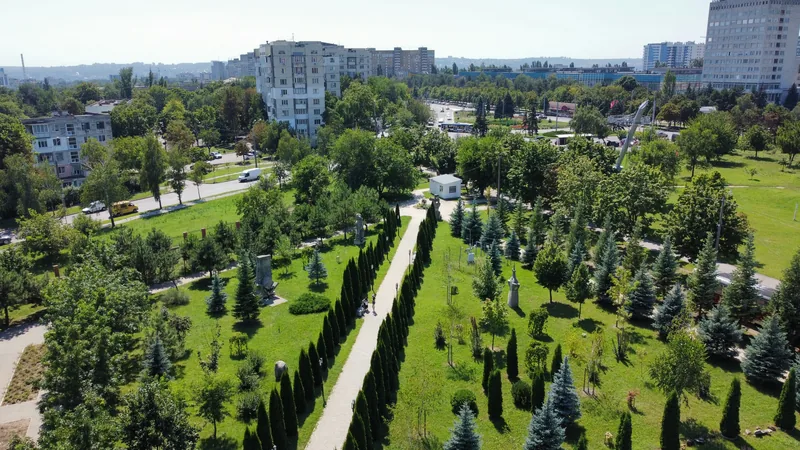 Chișinău-cityscape met parken en gebouwen